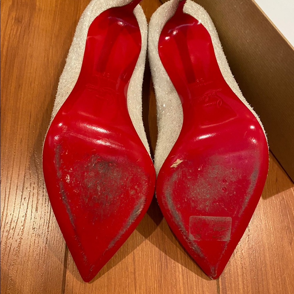 Christian Louboutin Glitter Heels in White/Silver and Red - Picture 2 of 7